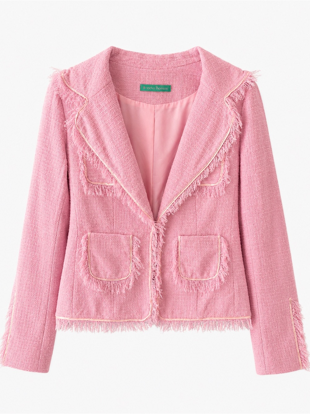 Rebbeca Thomson Pink Fringe Tweed Blazer